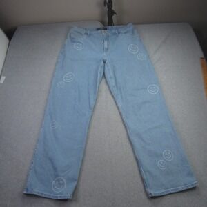Hollister Jeans Womens 14R‎ Ultra High Rise Dad Light Wash Smiley Face Baggy
